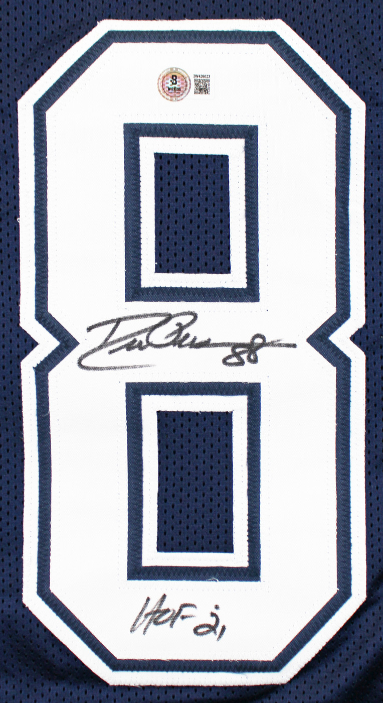 Drew Pearson "HOF 21" Authentic Signed Navy Pro Style Jersey BAS Witnessed