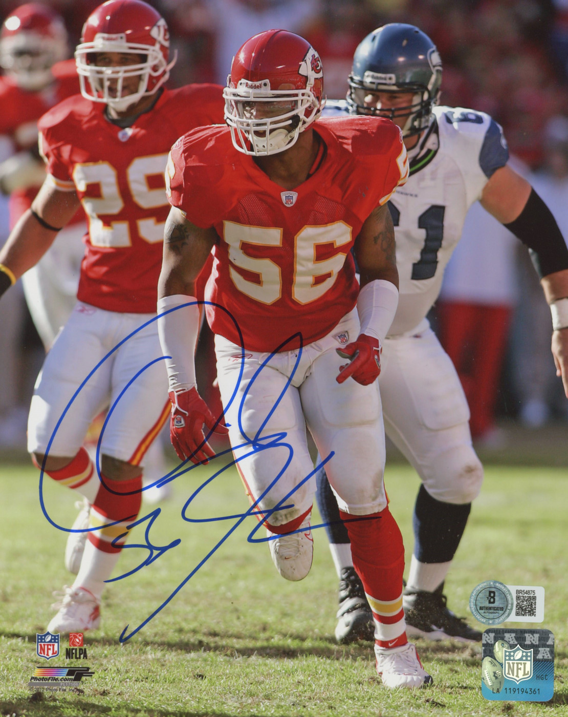 Chiefs Derrick Johnson Authentic Signed 8x10 Photo Autographed BAS #BR54875