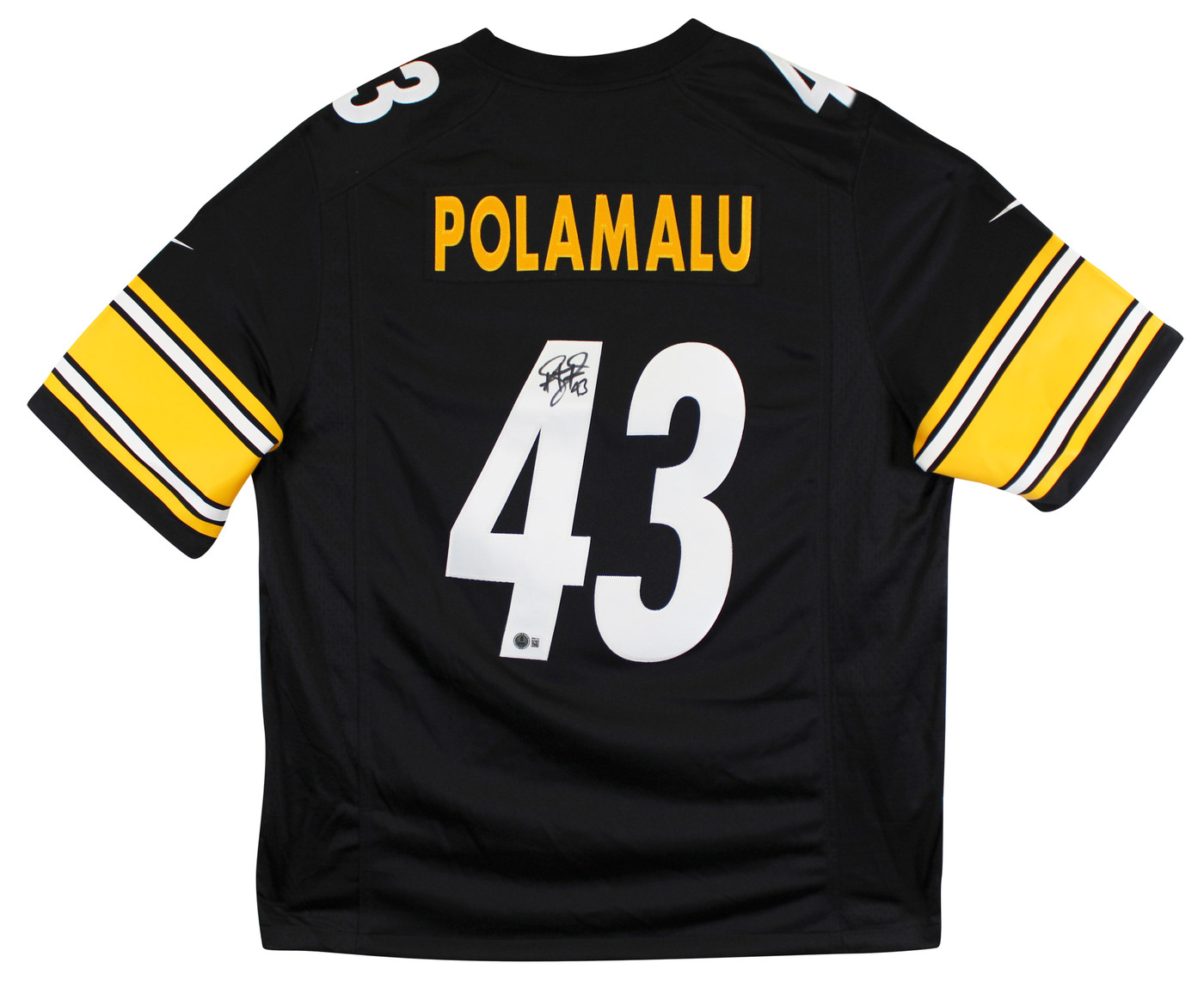 Steelers Troy Polamalu Authentic Signed Black Nike Limited Jersey BAS Witnessed