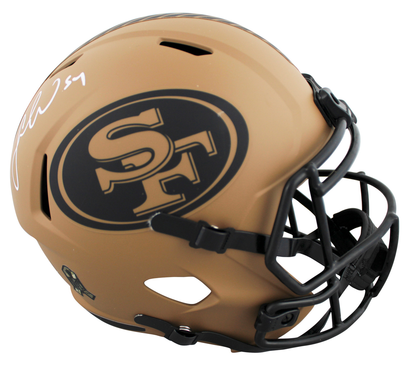 49ers Fred Warner Signed Salute To Service II F/S Speed Rep Helmet