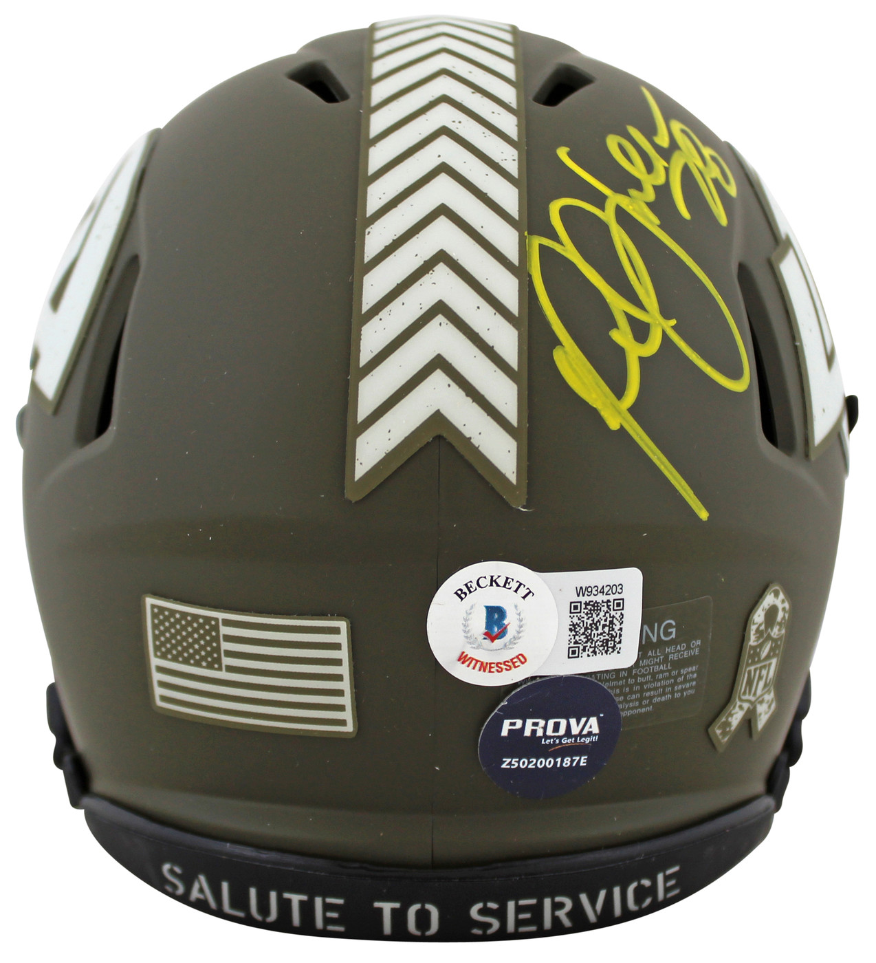 Rams Marshall Faulk Signed STS Speed Mini Helmet w/ Yellow Sig BAS Witnessed