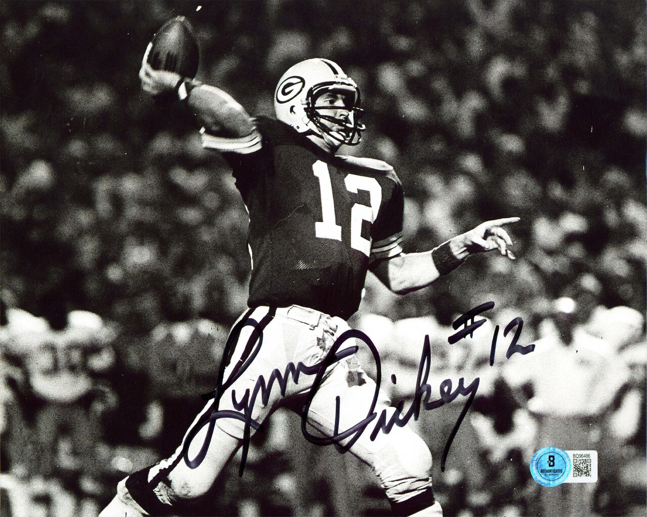 Packers Lynn Dickey Authentic Signed 8x10 Black & White Photo BAS #BQ96486
