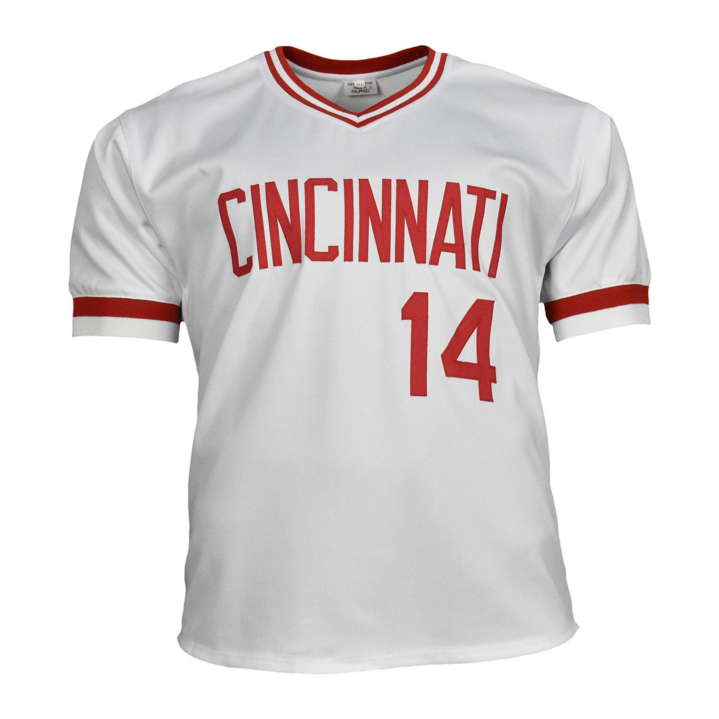 Pete Rose Signed Stats Cincinnati Pro Edition White Jersey (JSA)