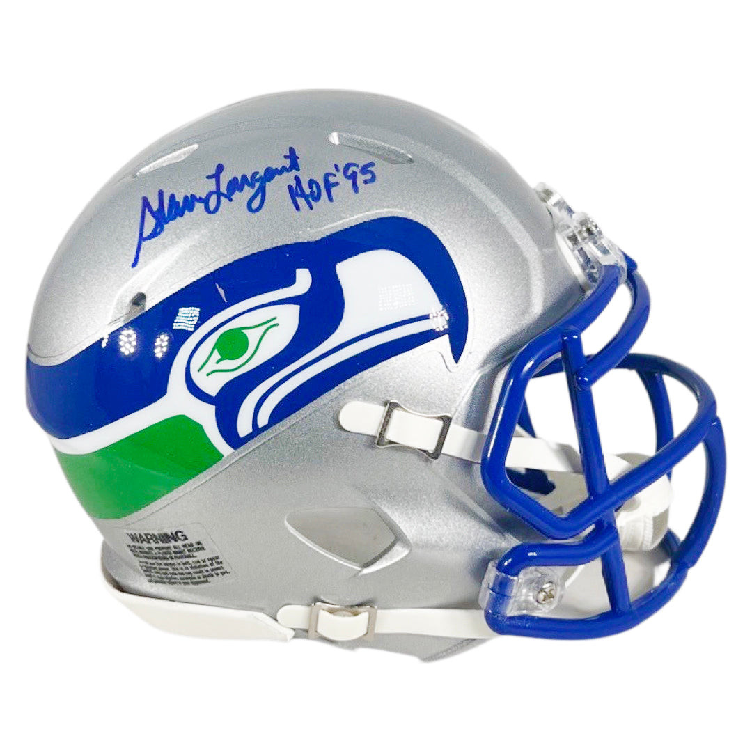 Steve Largent Signed HOF 95 Inscription Seattle Seahawks Throwback 83-01 Speed Mini Football Helmet (Beckett)