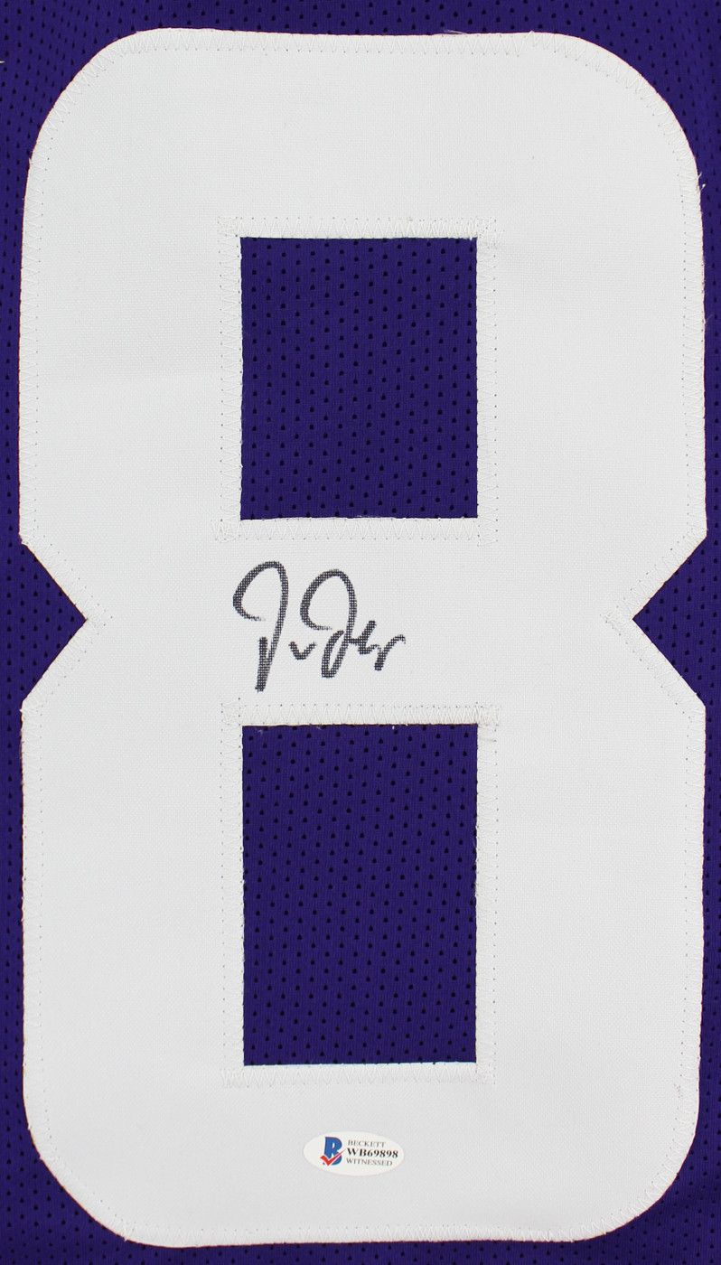 Justin Jefferson Authentic Signed Purple Pro Style Framed Jersey BAS Witnessed