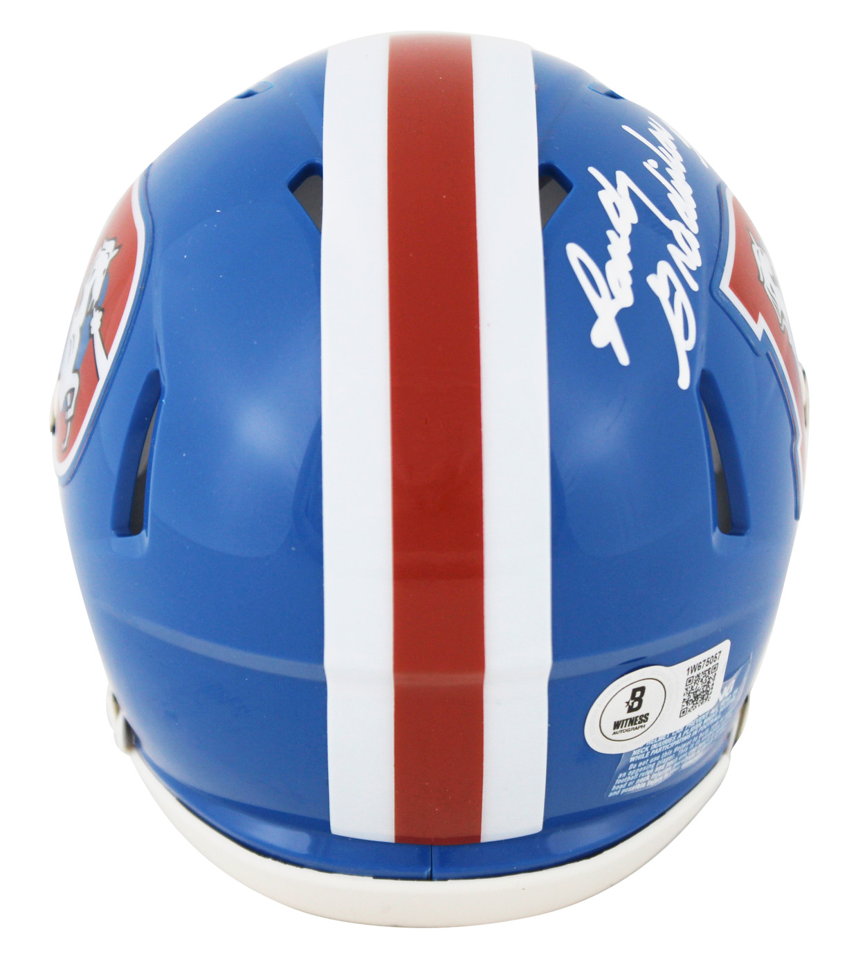 Broncos Randy Gradishar "HOF" Signed 1975-96 TB Speed Mini Helmet W/ Case BAS W