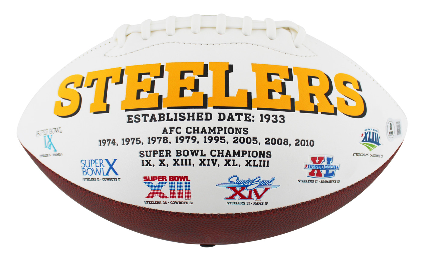 Steelers Roman Wilson Signed White Panel Logo Football W/ Case BAS Witnessed