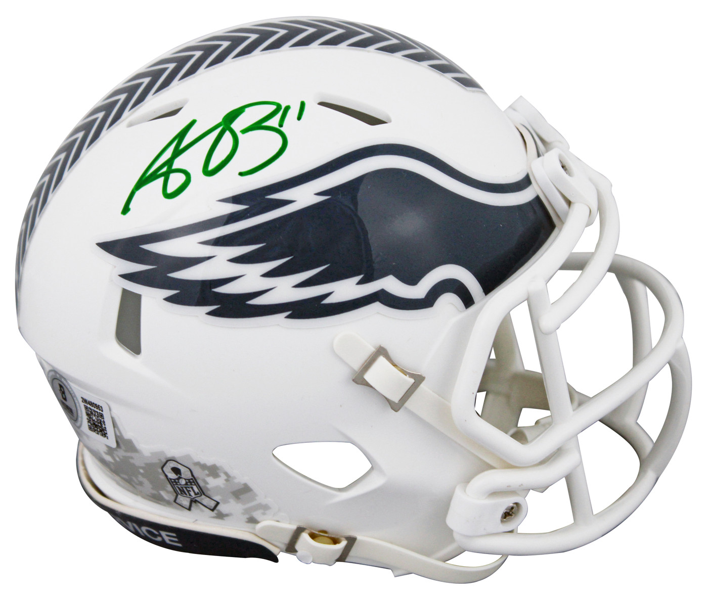 Eagles A.J. Brown Signed STS III Speed Mini Helmet W/ Case BAS Witnessed