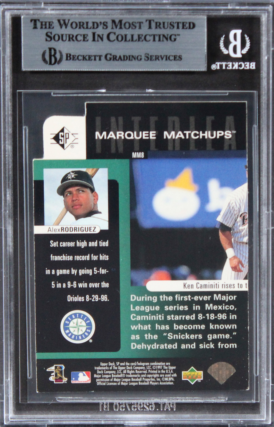 Mariners Alex Rodriguez Auth Signed 1997 SP Marquee Matchups #MM8