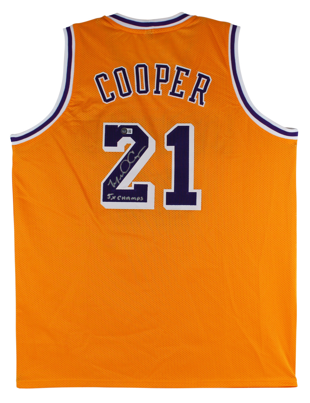Michael Cooper "5x Champs" Authentic Signed Yellow Pro Style Jersey BAS Witness