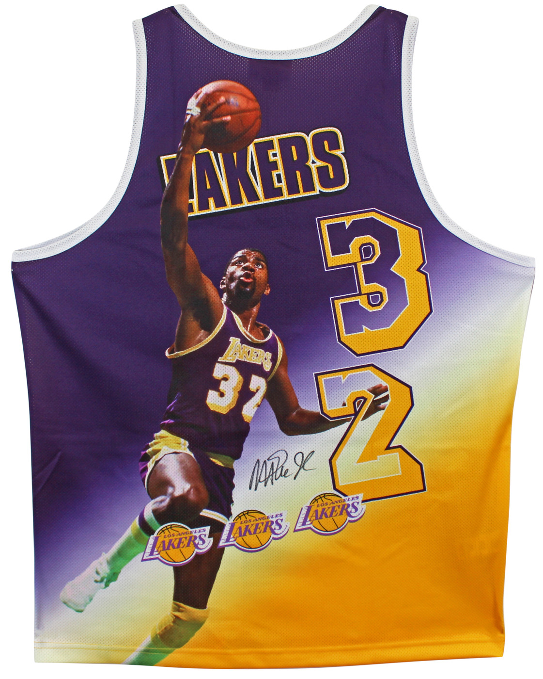 【Key】Lakers Magic JOHNSON レプリカユニフォーム Lakers Magic Johnson Signed M&N HWC Portrait Jersey BAS