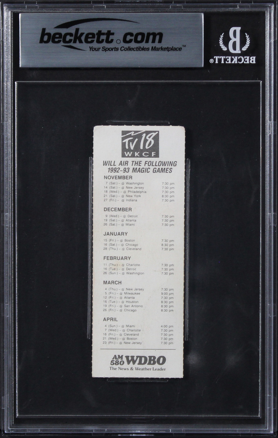 Shaquille O'Neal Signed 1993 Magic Vs Celtics Ticket EX-MT 6 Auto 10 BAS Slabbed