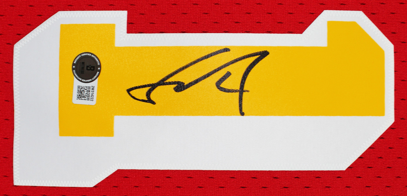 Rockets Yao Ming Signed Red M&N 2004-05 HWC Swingman Jersey BAS
