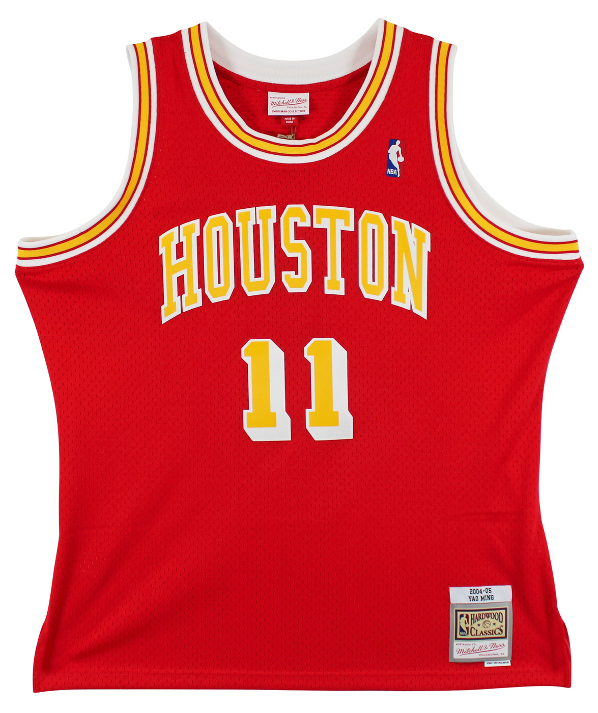 Rockets Yao Ming Signed Red M&N 2004-05 HWC Swingman Jersey BAS