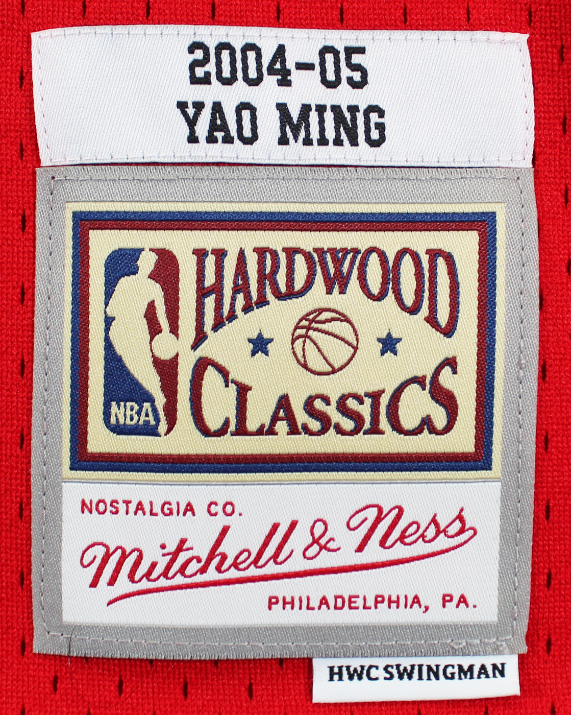 Rockets Yao Ming Signed Red M&N 2004-05 HWC Swingman Jersey BAS