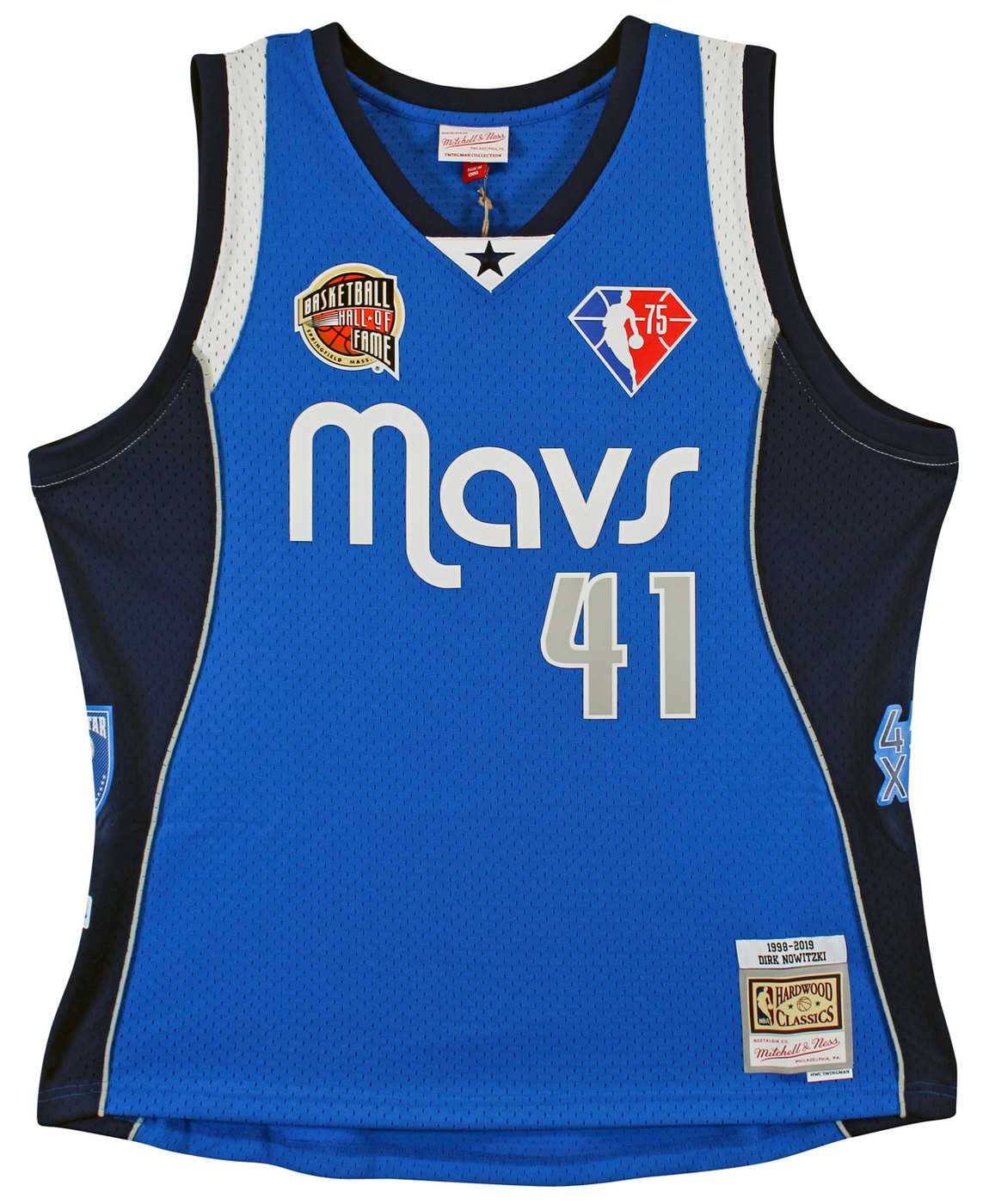 Mavs Dirk Nowitzki Signed Blue M&N HOF Class of 2023 TB HWC