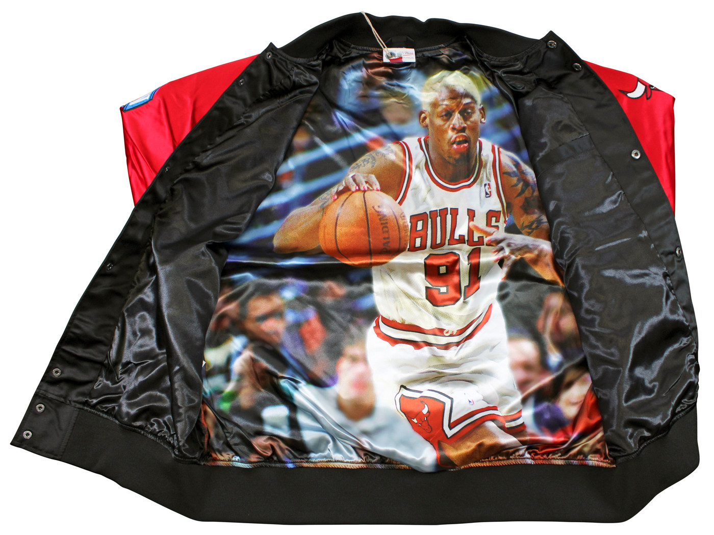Bulls Dennis Rodman Authentic Signed Black M&N Warmup Jacket BAS
