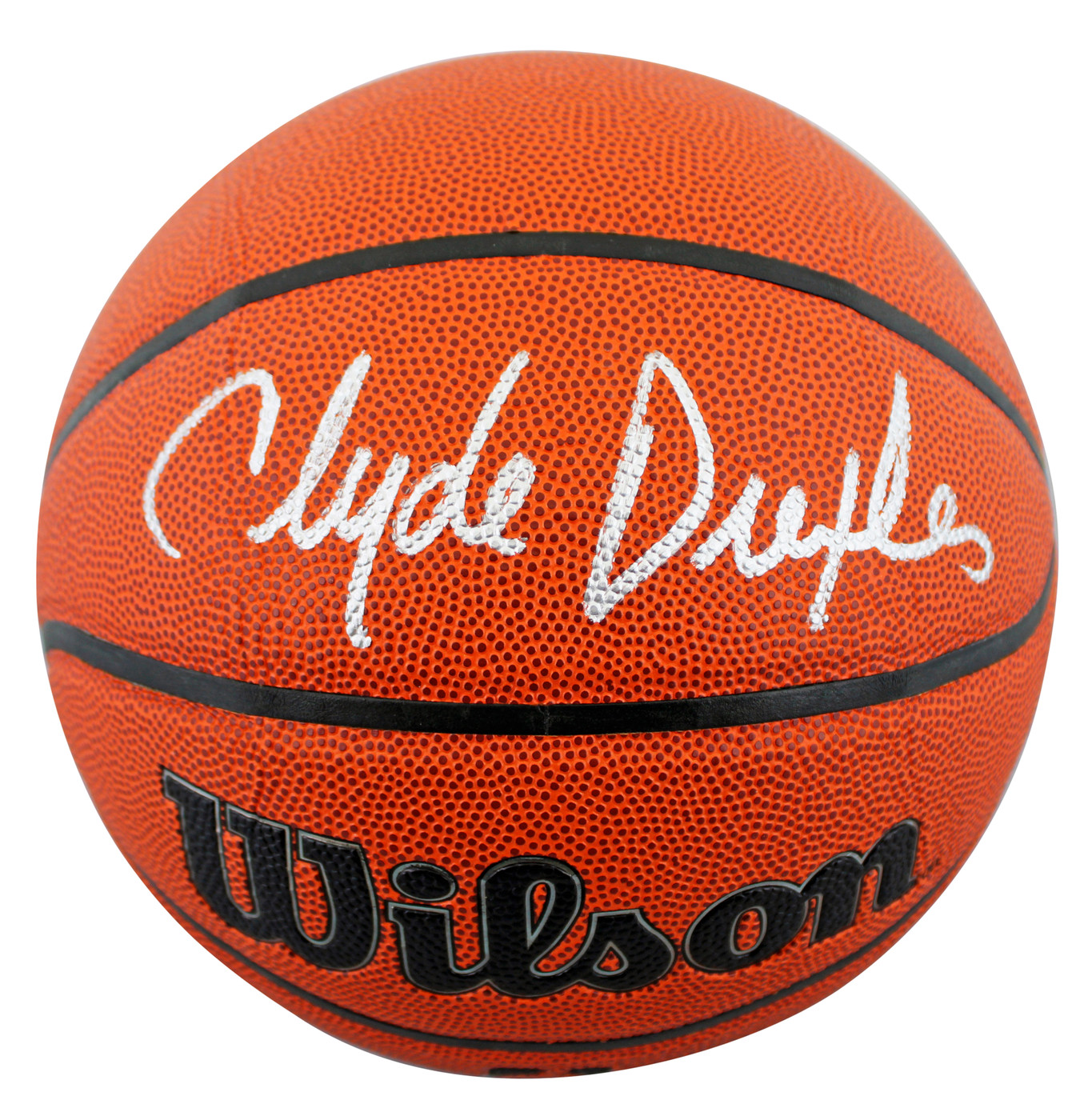 Rockets Clyde Drexler Authentic Signed Wilson Basketball w/ Case