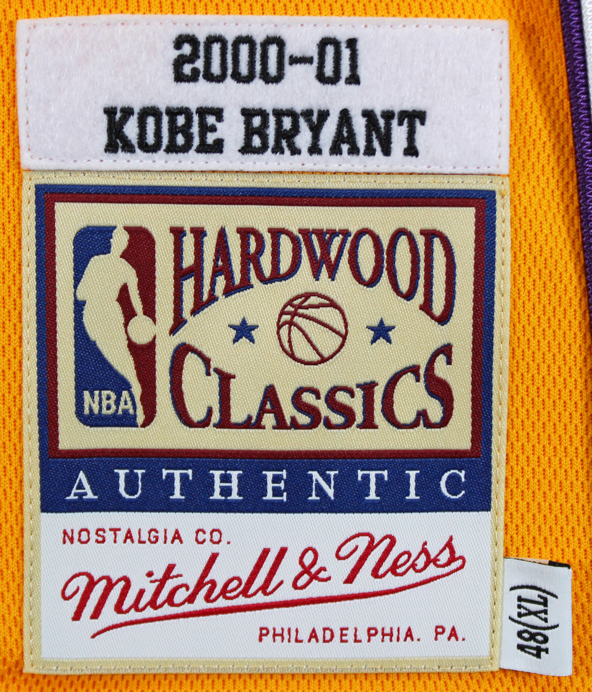 Lakers Kobe Bryant Signed Yellow M&N 2000-01 HWC Authentic Jersey
