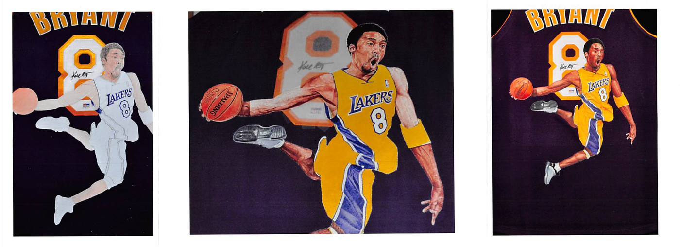 Lakers Kobe Bryant Signed William Zavala Hand Painted M&N Framed