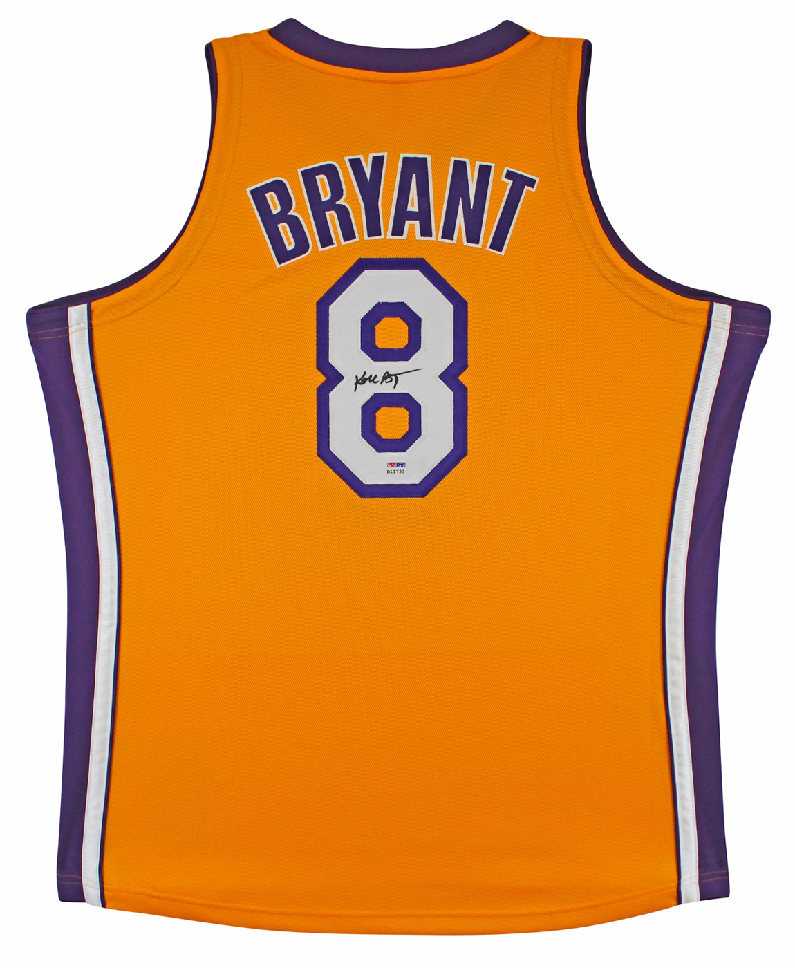 Lakers Kobe Bryant Signed Yellow M&N 2000-01 HWC Authentic Jersey