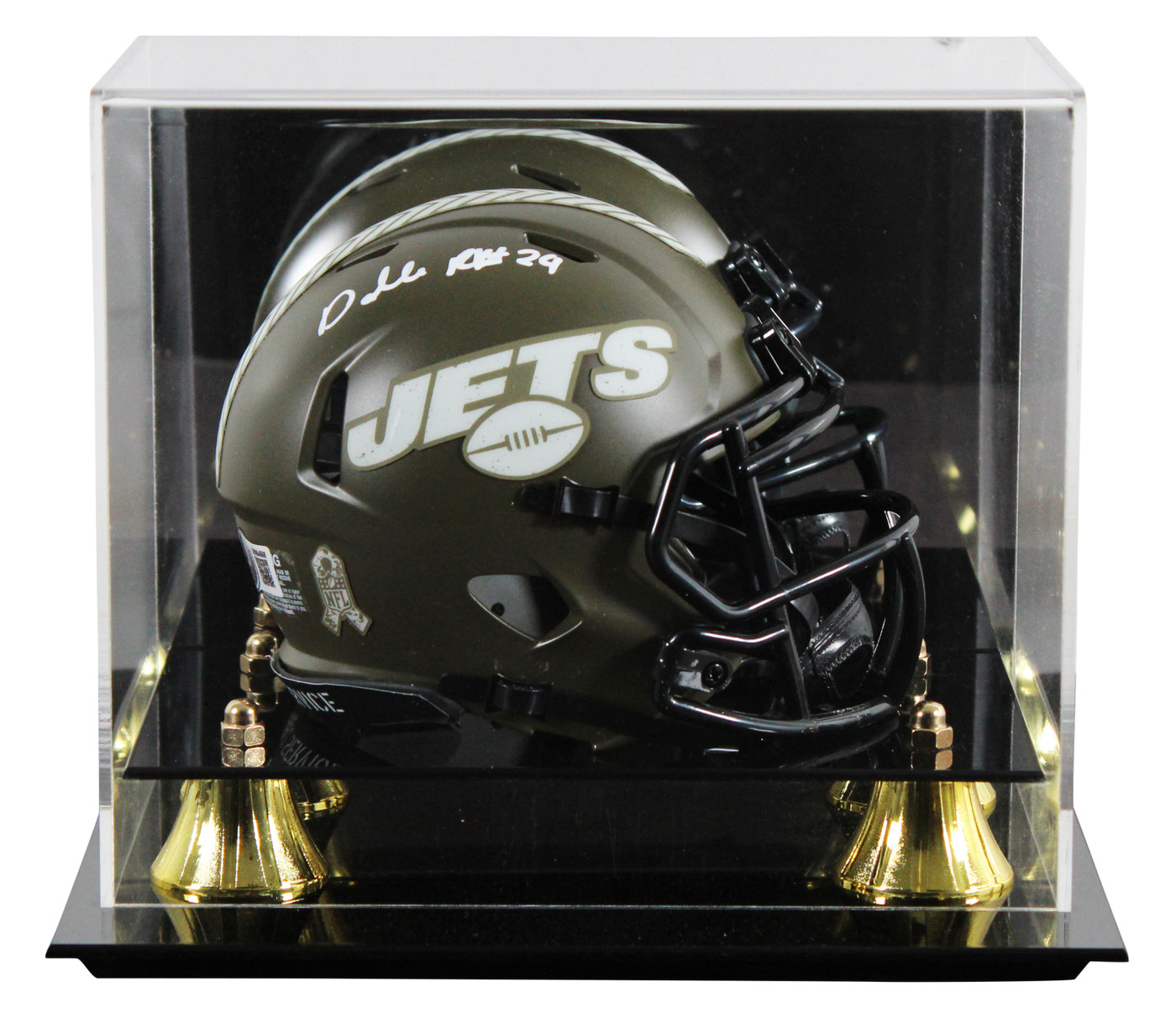 ［値下げ交渉可］89ersジャスティンバーレル（実着用）バッシュサイン入り　美品 Jets Darrelle Revis Signed Salute To Service Speed Mini Helmet W