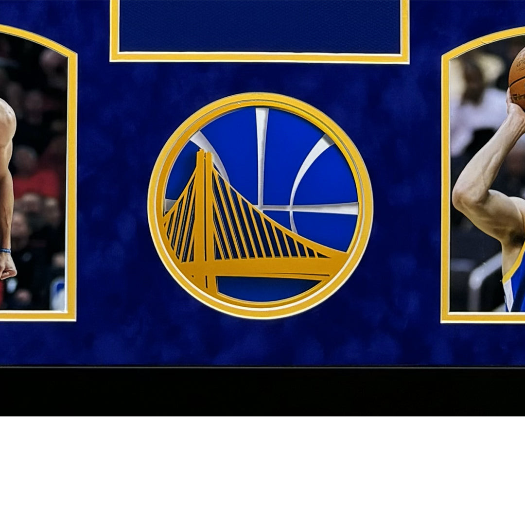 Steph Curry Signed Golden State Warriors Suede Matte Framed
