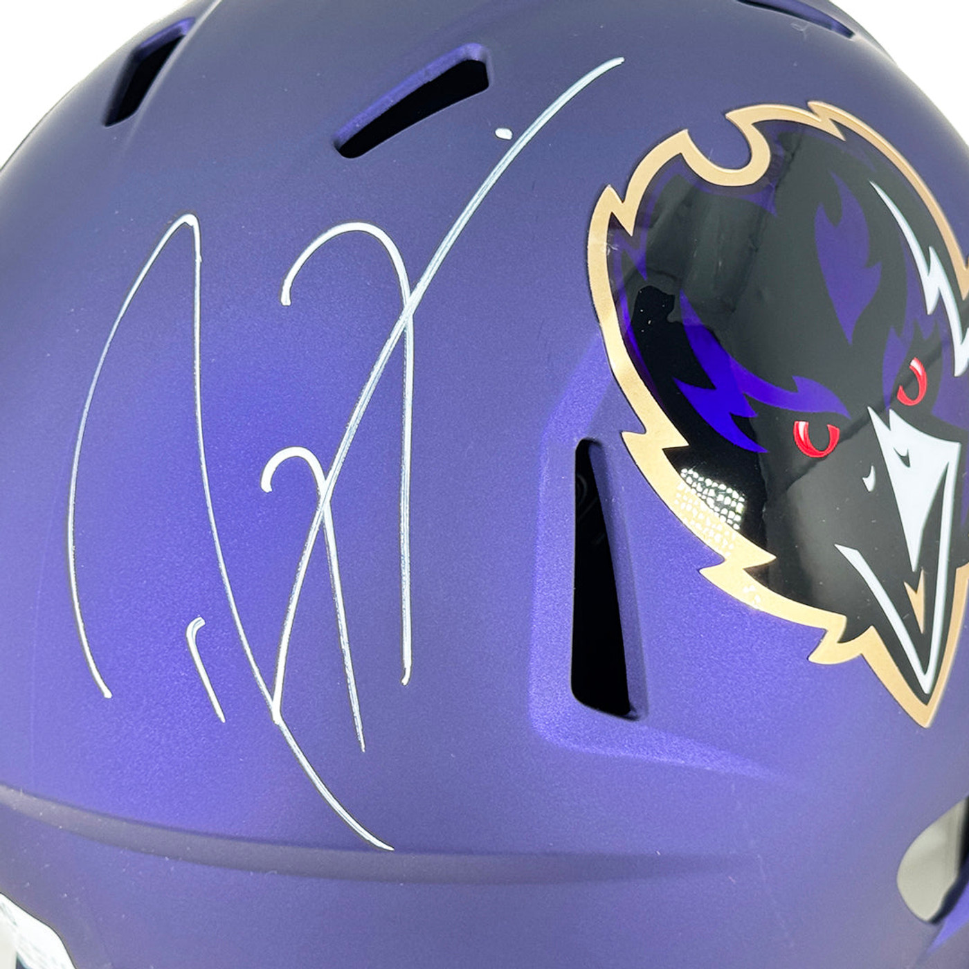 Ray Lewis Signed Baltimore Ravens Alt 2024 Speed Full-Size Replica Football Helmet (Beckett)