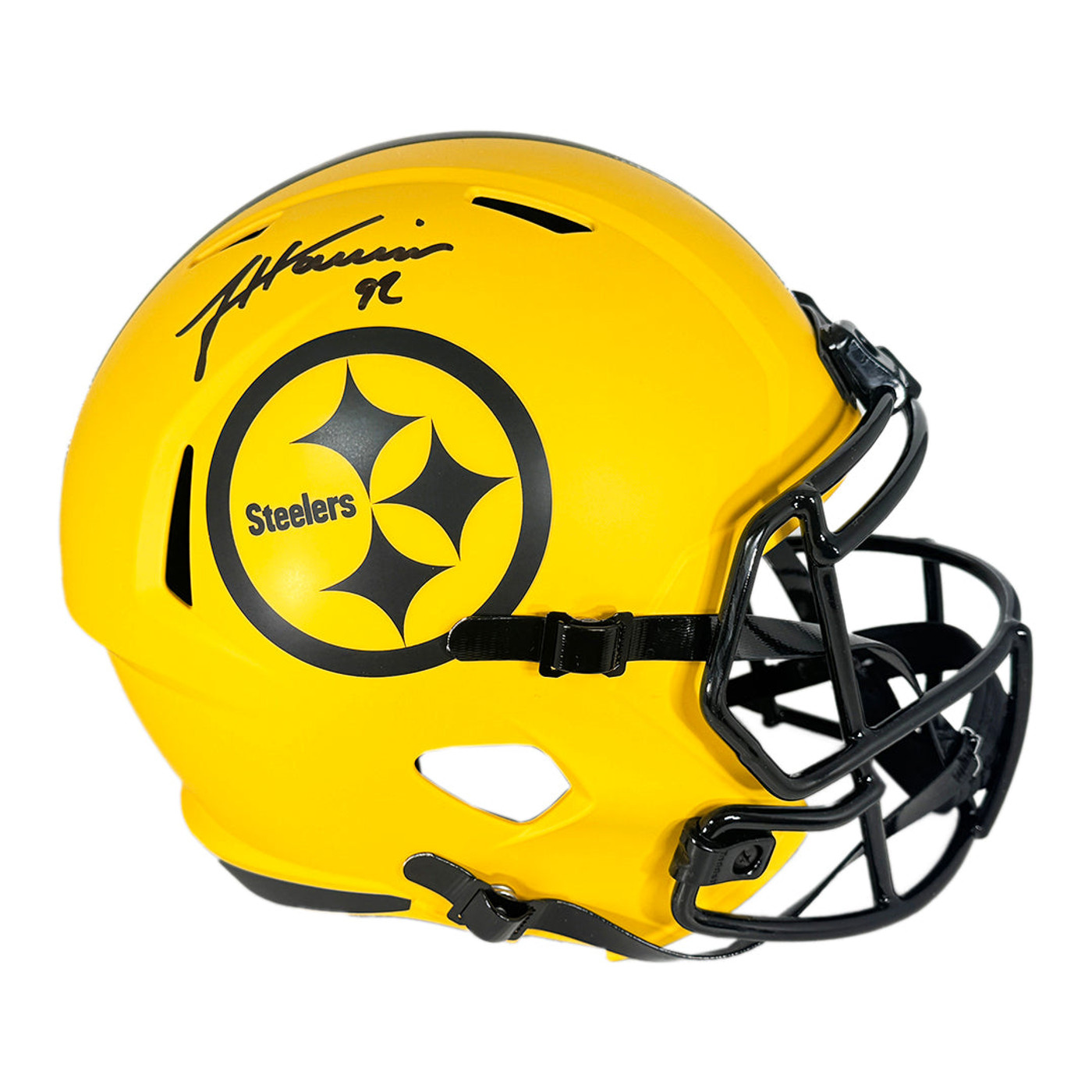 James Harrison Signed Pittsburgh Steelers Rave Full-Size Replica Football Helmet (Beckett)