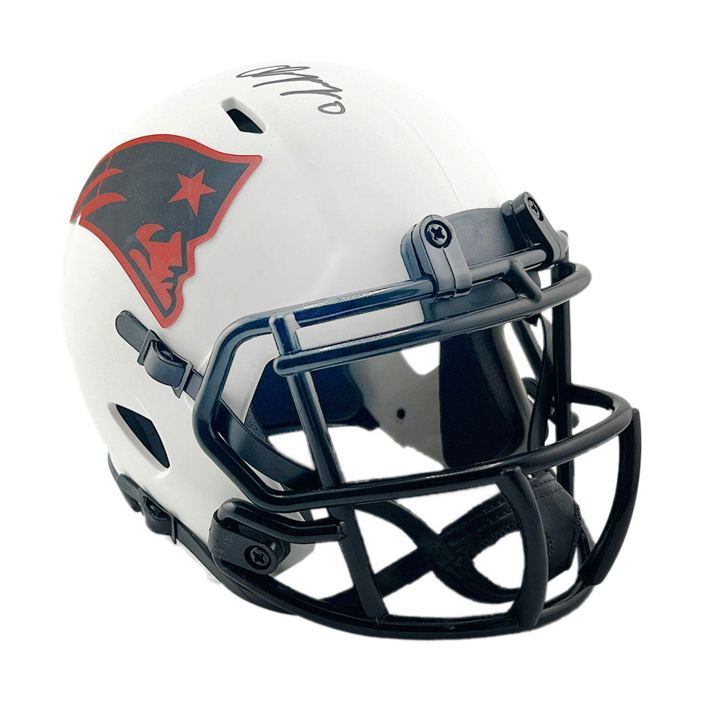 Christian Gonzalez Signed New England Patriots Lunar Mini Football Helmet (Beckett)