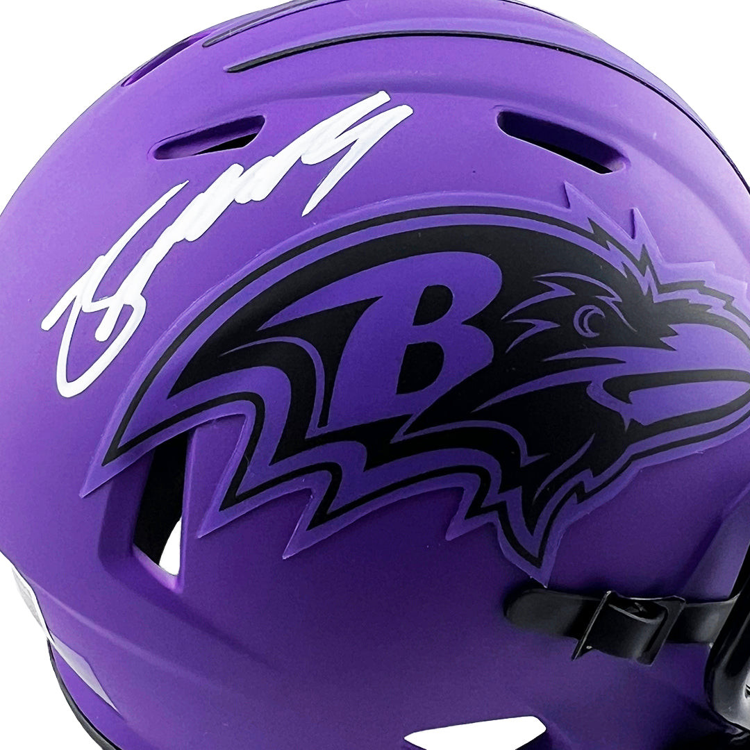 Zay Flowers Signed Baltimore Ravens Rave Mini Football Helmet