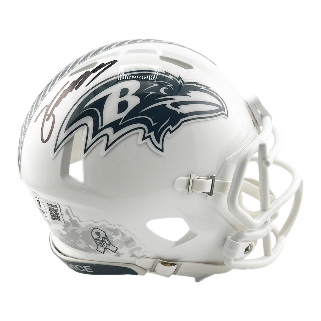 Zay Flowers Signed Baltimore Ravens Salute to Service 2024 Mini Football Helmet (Beckett)