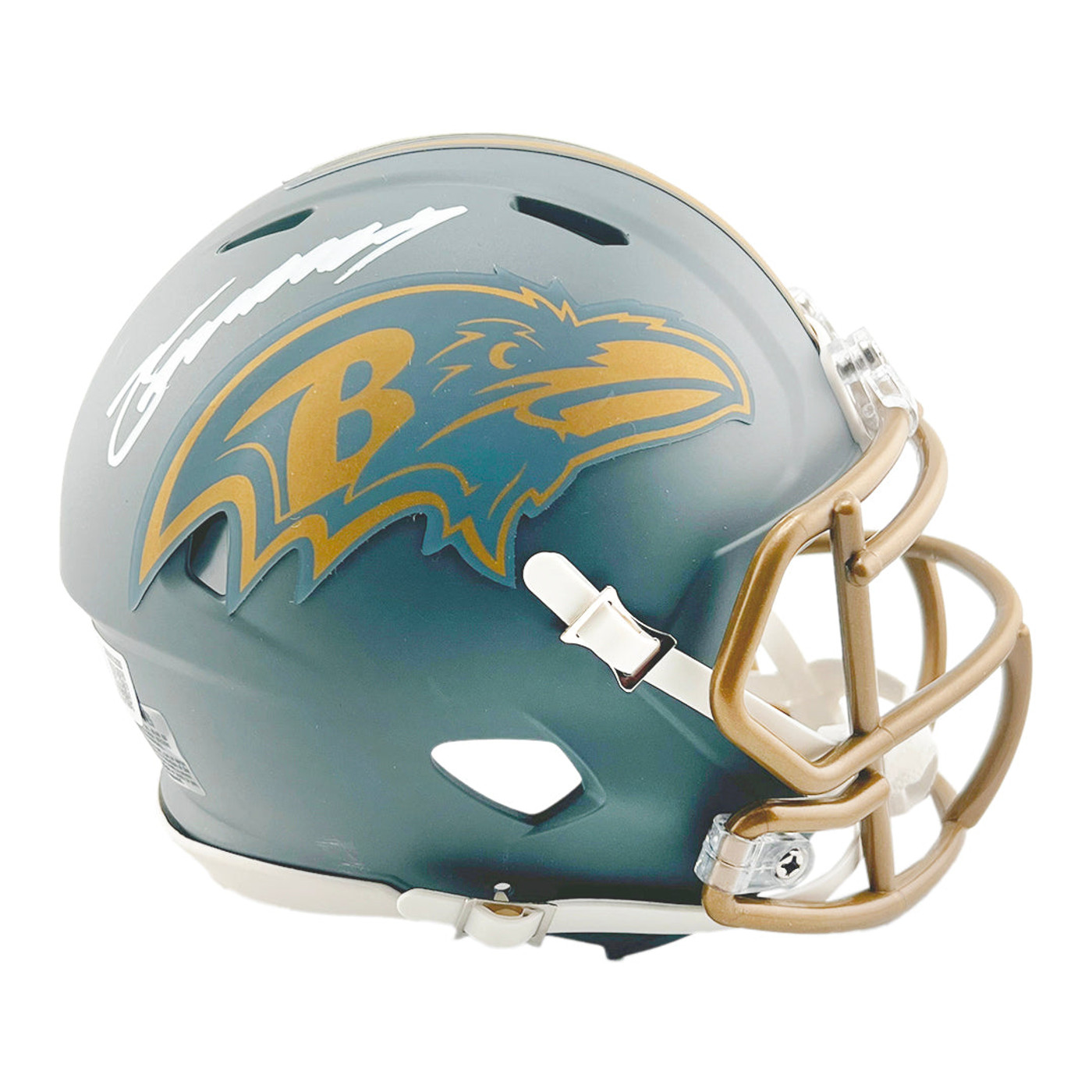 Zay Flowers Signed Baltimore Ravens Slate Alternate Speed Mini Football Helmet (Beckett)