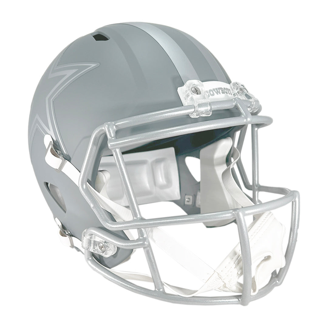 Drew Pearson Signed HOF 21 Inscription Dallas Cowboys Slate Alternate Speed Full-Size Replica Football Helmet (JSA)