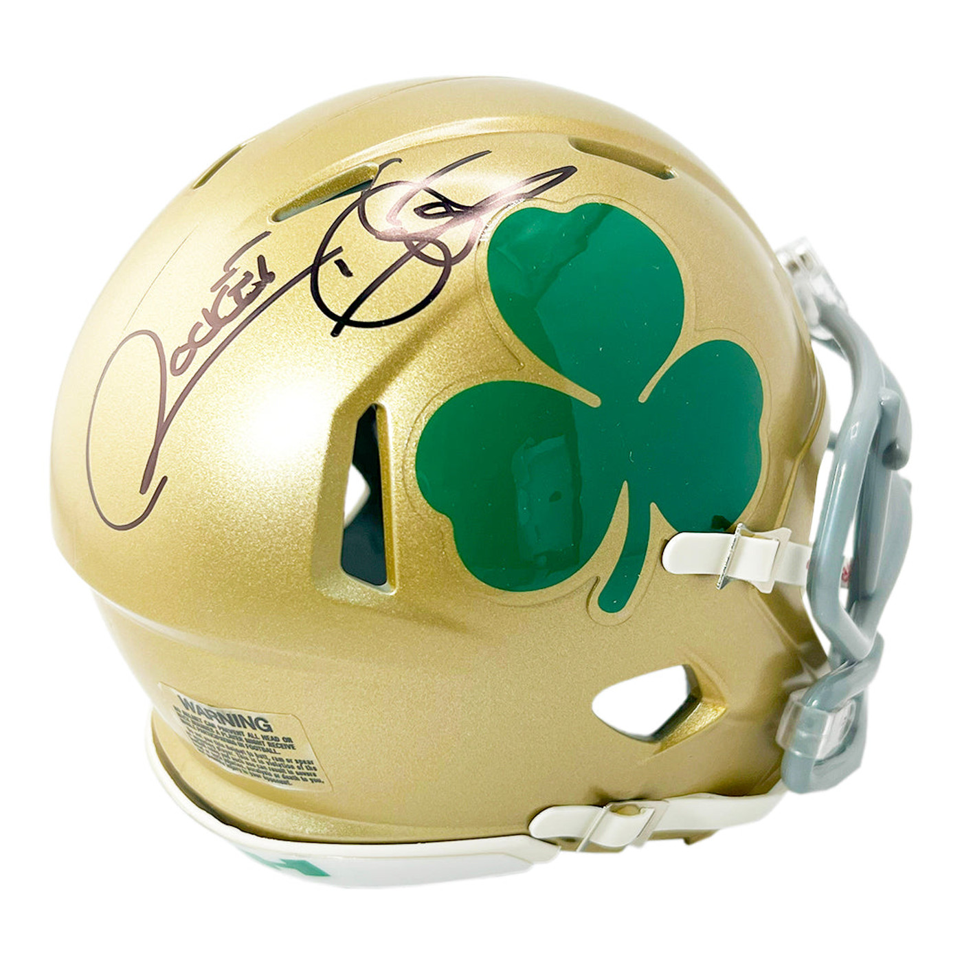 Rocket Ismail Signed Shamrock Inscription Notre Dame Fighting Irish Speed Mini Football Helmet (JSA)