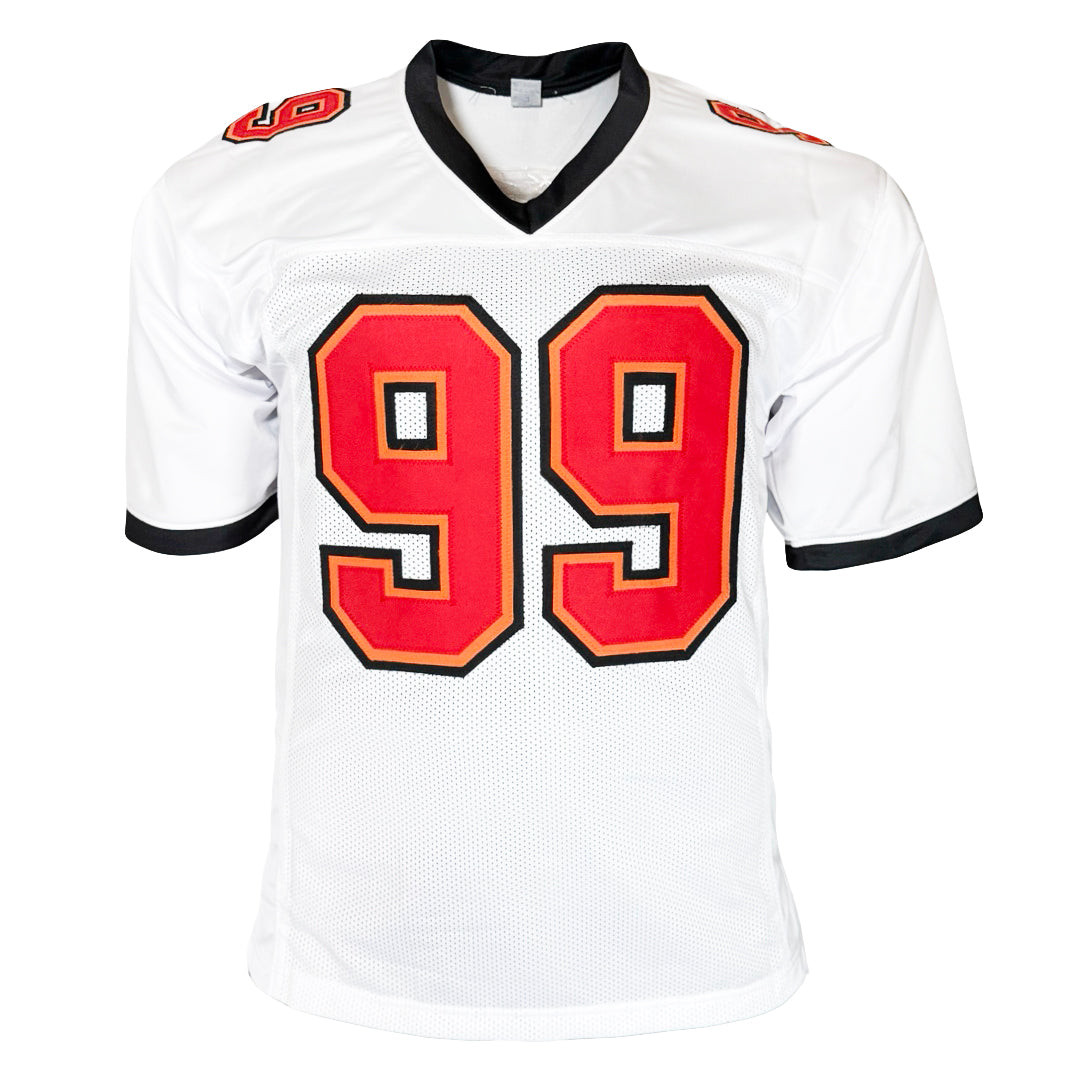 Warren Sapp Signed HOF 13 Silver Ink Inscription Tampa Bay White Football Jersey (Beckett)