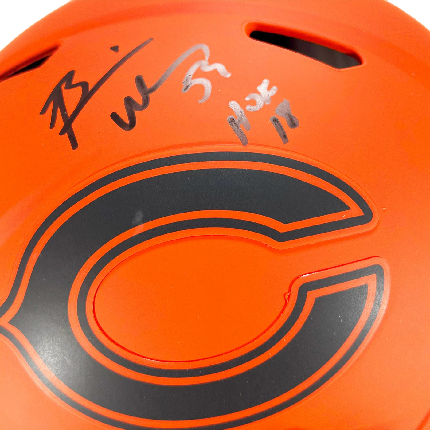 Brian Urlacher Signed HOF 18 Inscription Chicago Bears Rave Full-Size Replica Football Helmet (Beckett)