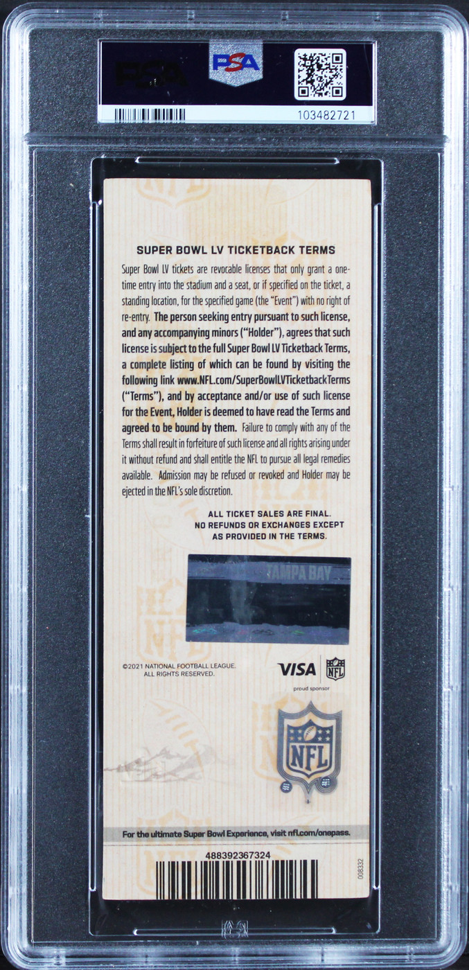 Tom Brady Signed 2021 Super Bowl LV Comm Ticket Stub Graded NM-MT