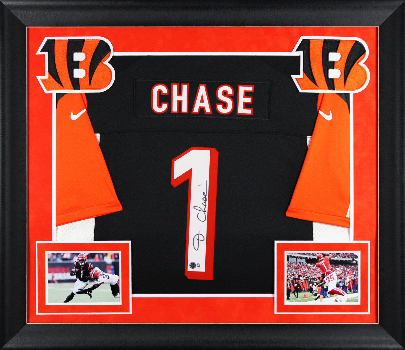 Bengals Ja'Marr Chase Signed Black TB Nike Limited Framed Jersey