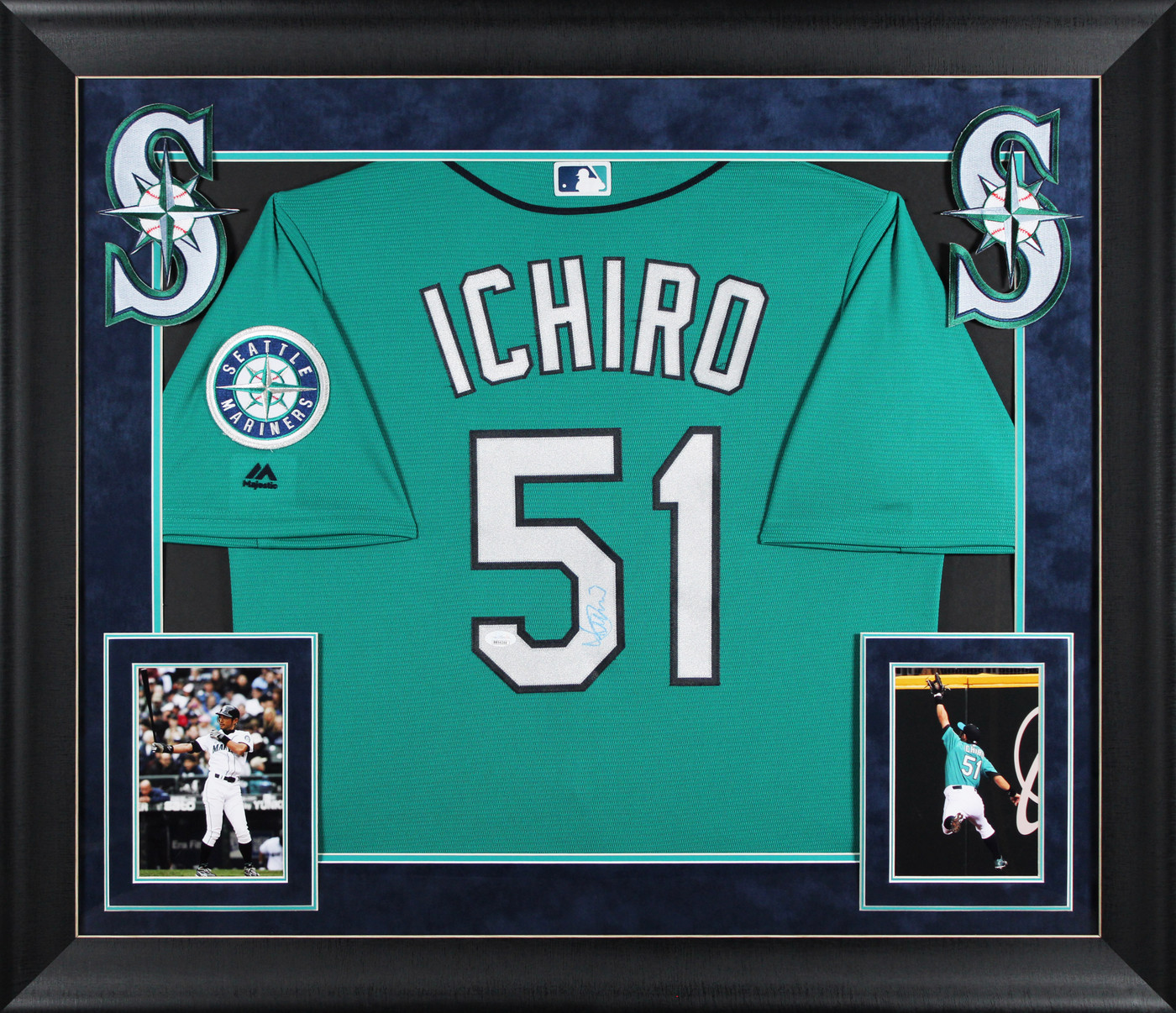 Mariners Ichiro Suzuki Authentic Signed Teal Majestic Framed Jersey JSA #BB54244