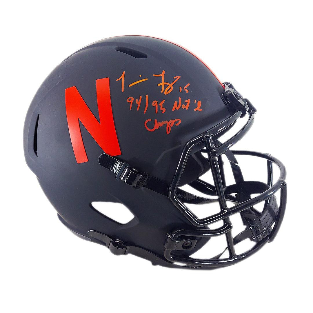Tommie Frazier Signed 94/95 Nat'l Champs Inscription Nebraska Cornhuskers Speed Full-Size Football Helmet (Beckett)