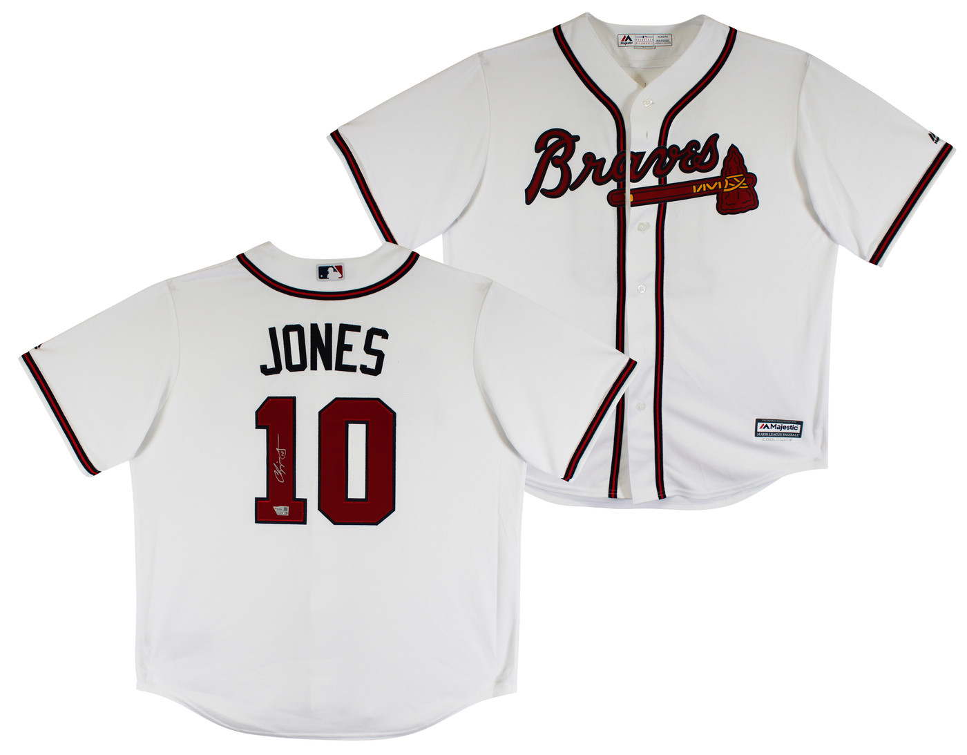 Braves Chipper Jones Authentic Signed White Majestic Cool Base