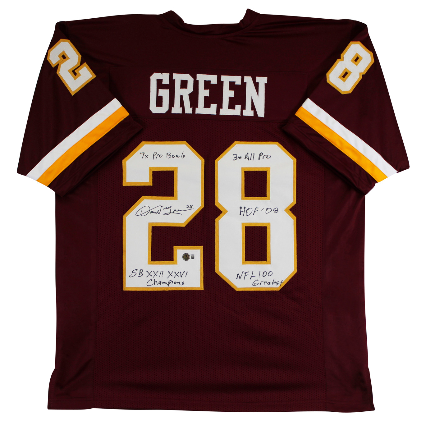 Darrell Green "Career Stat" Authentic Signed Maroon Pro Style Jersey BAS Witness