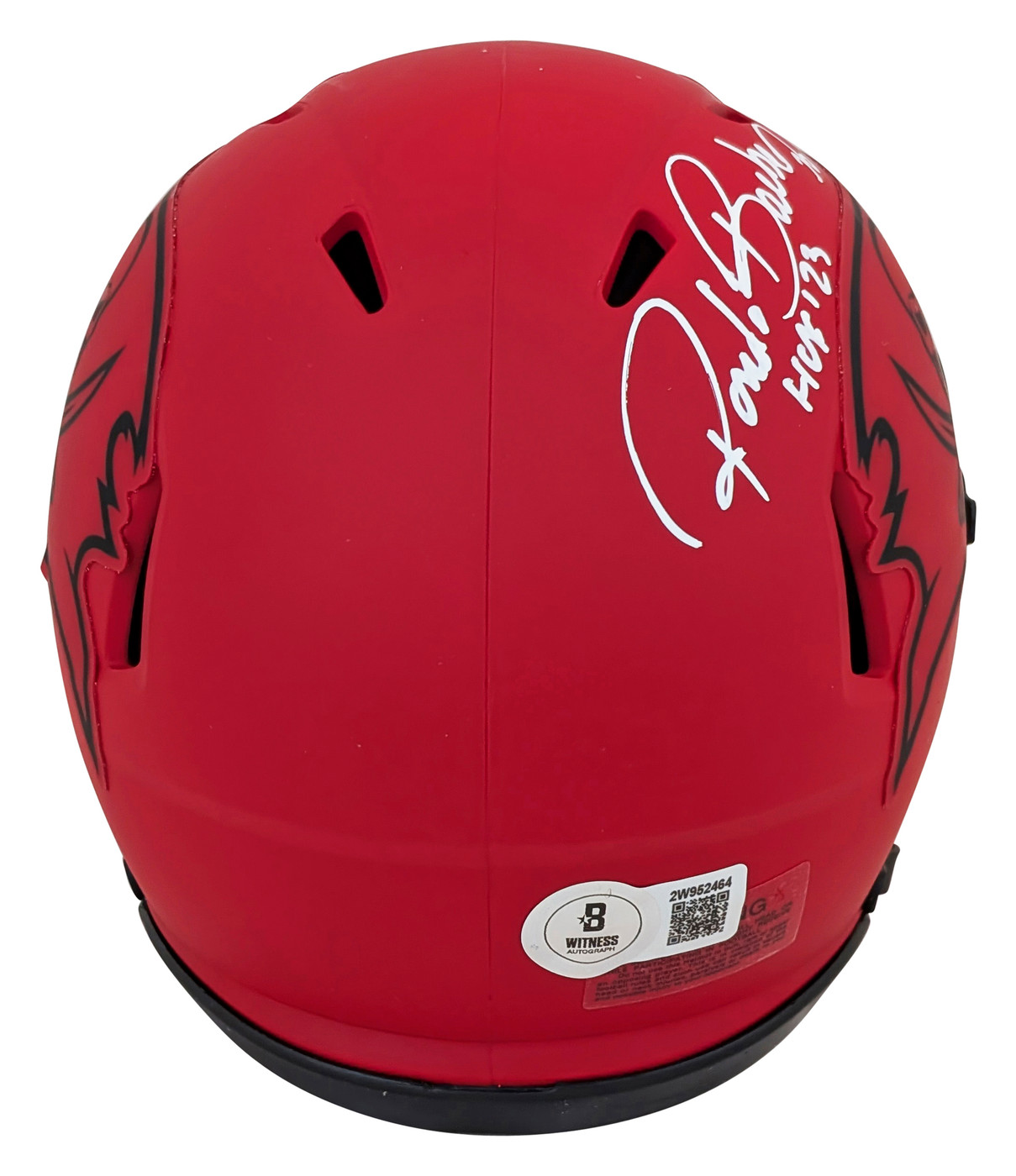 Buccaneers Ronde Barber "HOF 23" Signed Rave Speed Mini Helmet BAS Witnessed