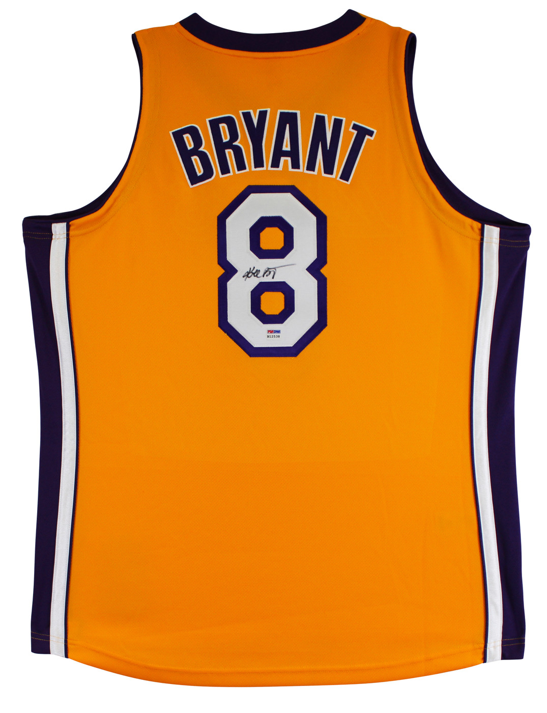 Lakers Kobe Bryant Signed Yellow M&N 2000-01 HWC Authentic Jersey
