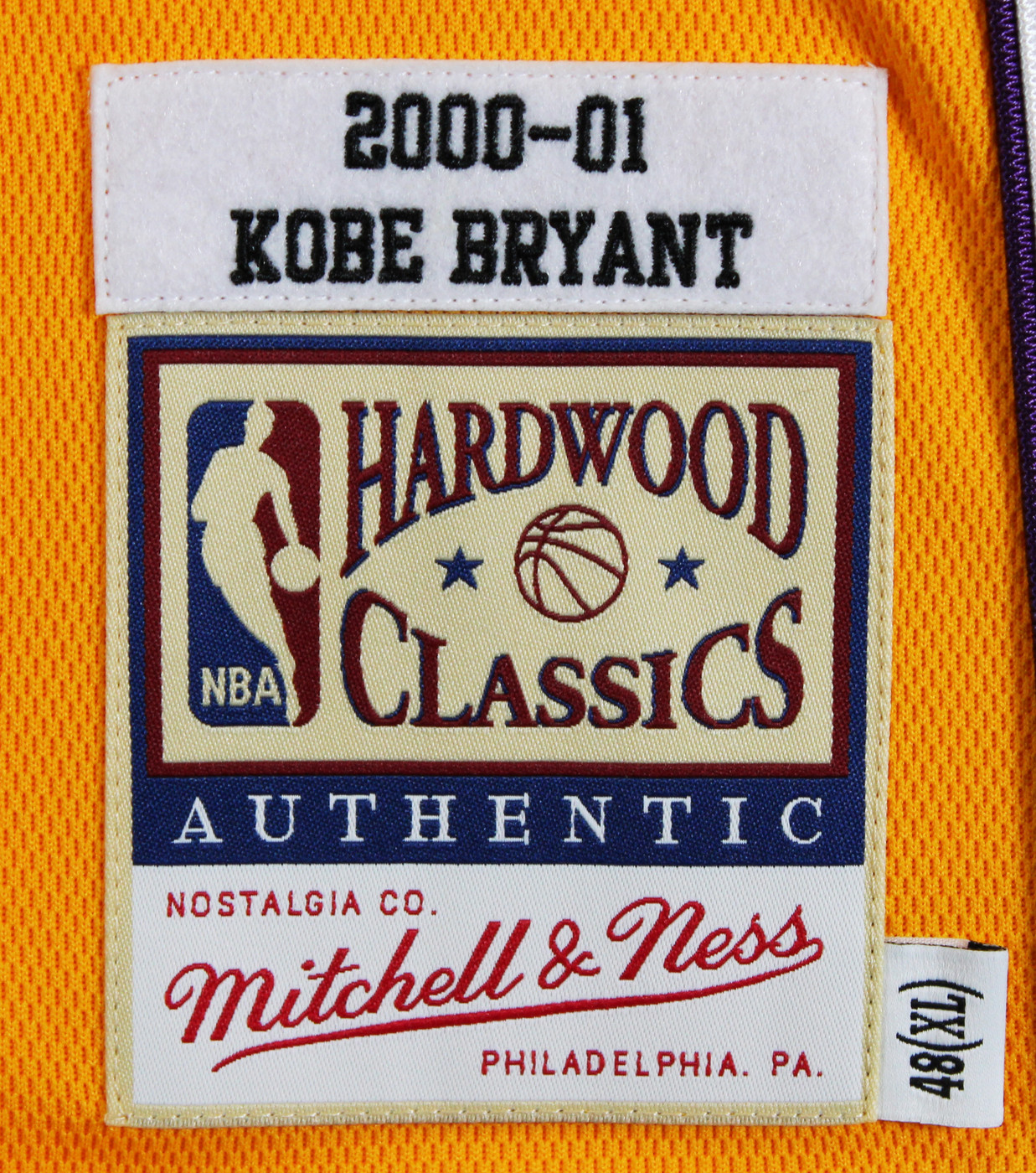 Lakers Kobe Bryant Signed Yellow M&N 2000-01 HWC Authentic Jersey