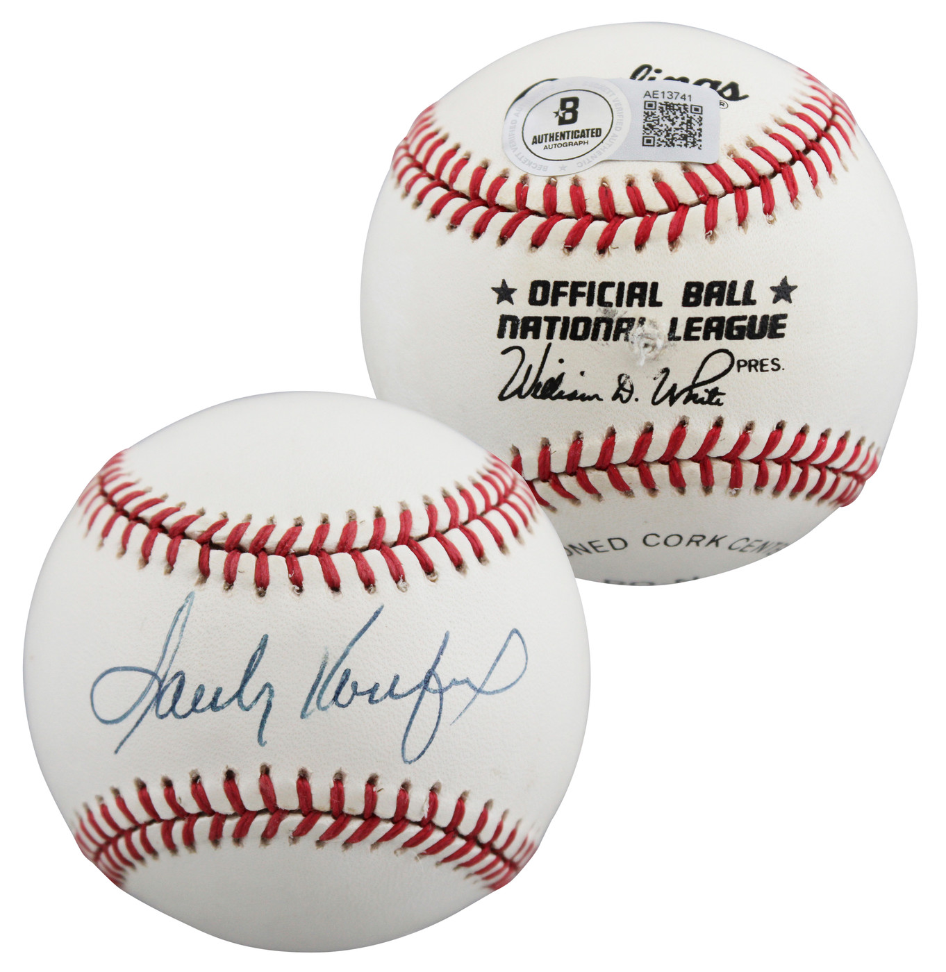 Dodgers Sandy Koufax Authentic Signed William White ONL Baseball BAS #AE13741