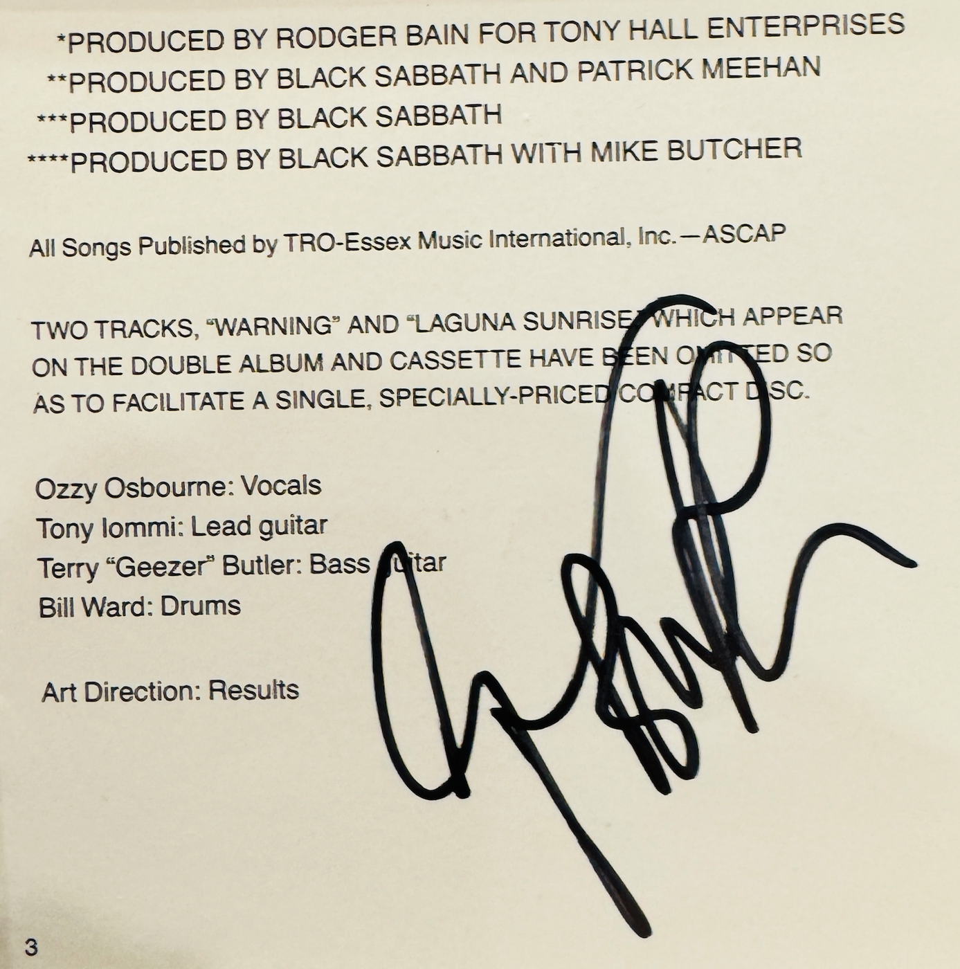 Black Sabbath Signed Framed Display