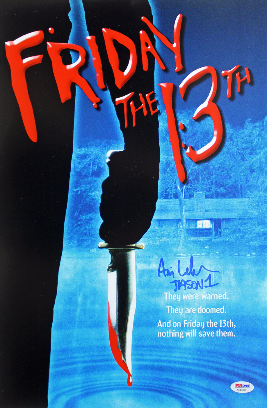 Ari Lehman "Jason 1" Authentic Signed Friday The 13th 12x18 Mini Poster PSA/BAS Version 1