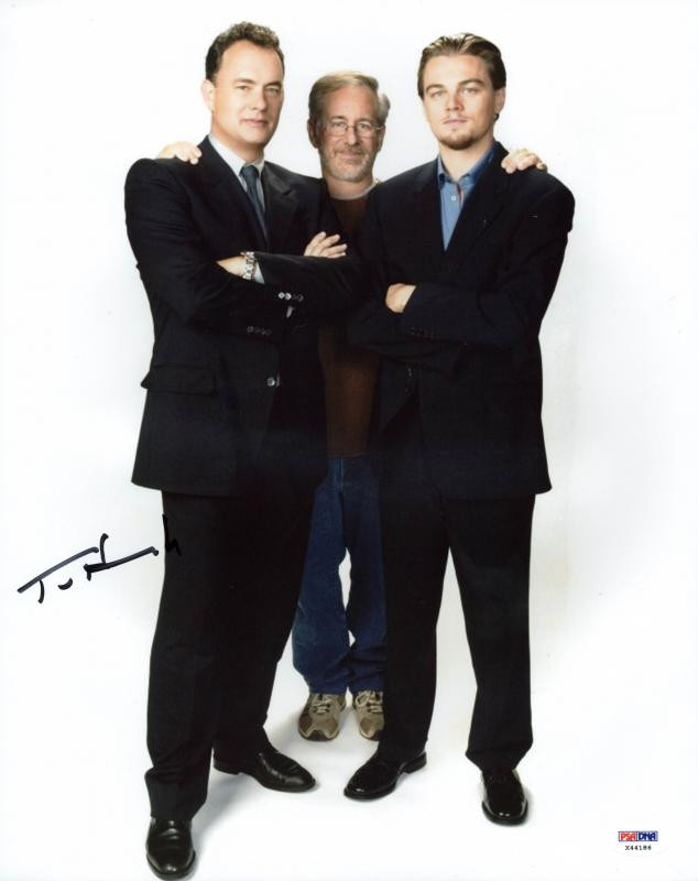 Tom Hanks Signed Authentic 11X14 Photo W/ Spielberg & Dicaprio PSA/DNA #X44186